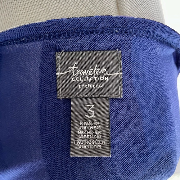 Traveler’s by Chico Blue Abstract Wrinkle Free Bouse- Traveler's size 3 - Picture 2 of 8